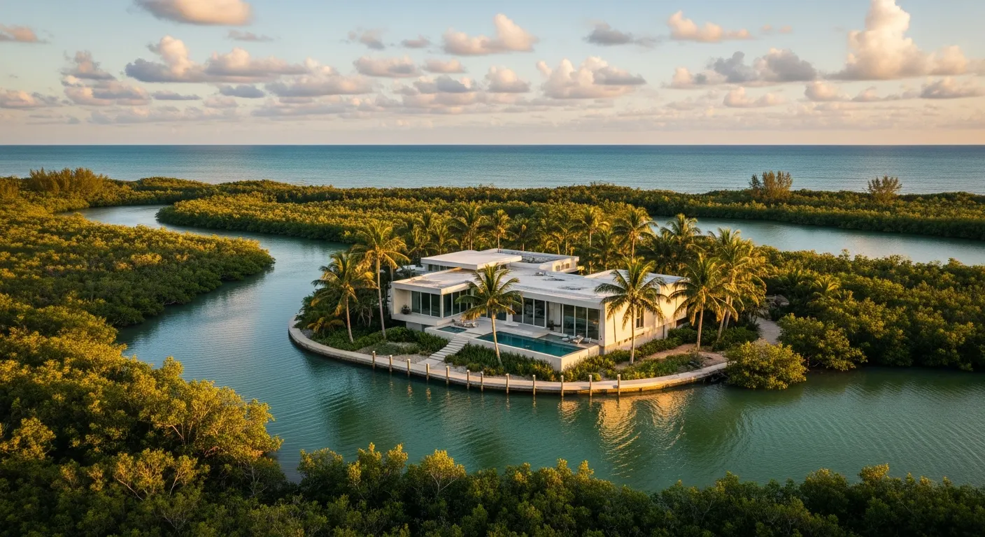 Aerial of Florida's First Coast at golden hour
